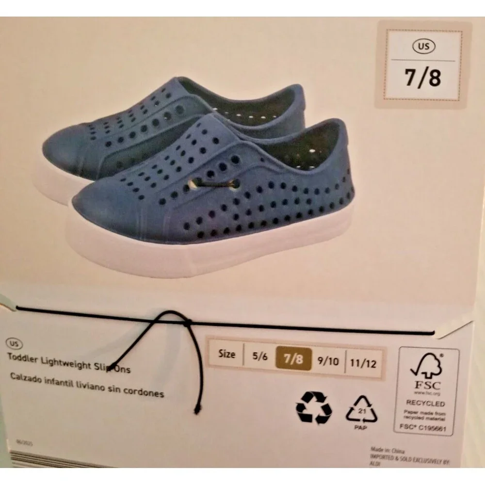 Toddler Slip-On Shoes Size 7/8 Navy Blue New Easy On Everyday Casual